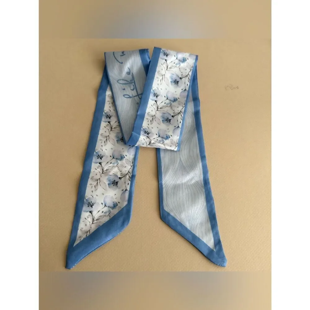 Blue Floral Skinny Scarf M1635